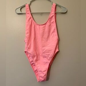 LONELY GHOST Pink High Cut Cheeky Open Back One Piece, Size Medium Women’s